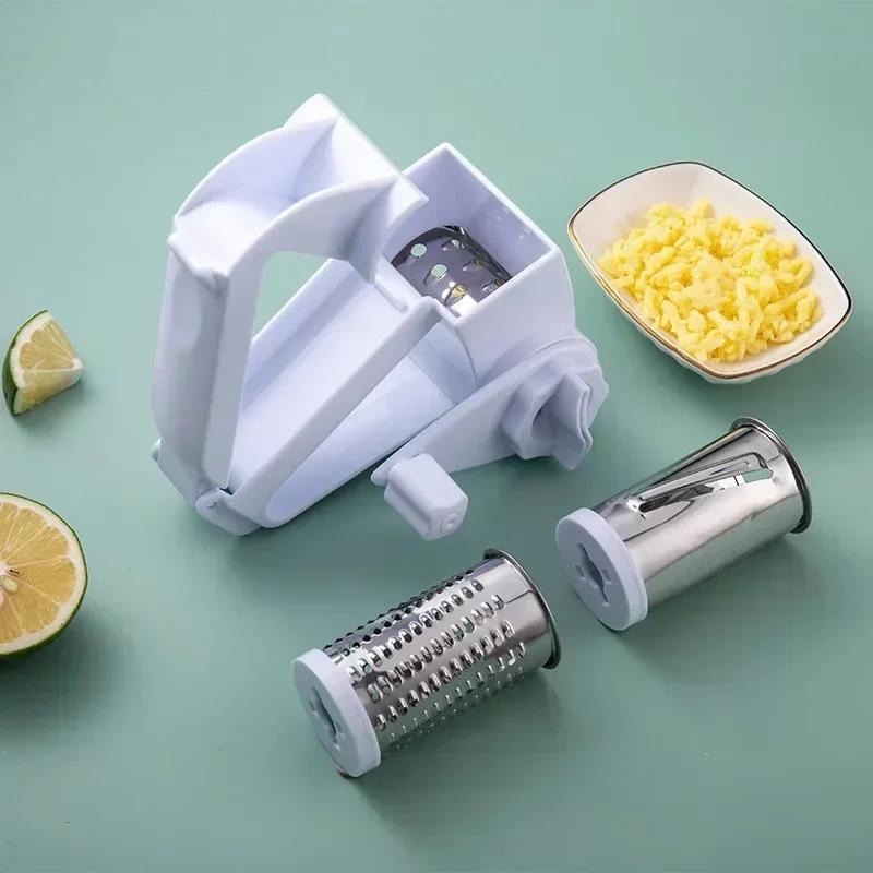 1 and 3 In 1 Kitchen Supplies Plastic Hand Cranked Rotating Cheese Planer Creative Cheese Grater Multi Functional Cheese Grater