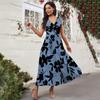 Women's Casual And Fashionable Floral Print V-Neck Sleeveless Dress Sleeveless Dress