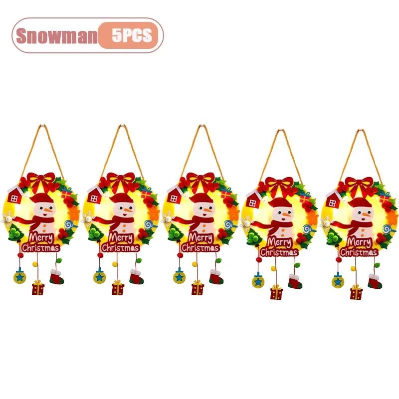 Glowing Kids DIY Christmas Wreath Handmade Lighted LED Holiday Decoration Christmas Tree Ornament Gift Classroom Christmas Craft