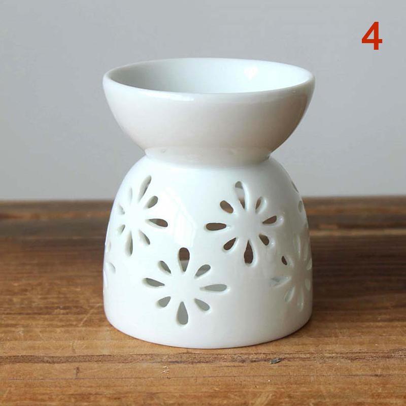 Bruciatore di aromi artigianale in ceramica fatto a mano con motivo a fiori cavi, bruciatore di oli essenziali, lampada a candela, molti stili, artigianato per ufficio e casa, decorazione