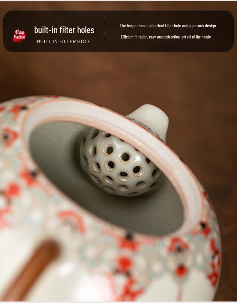 Beige Ru Kiln Kung Fu Tea Set - Ceramic Teapot Gaiwan & Teacups | Luxury Chinese Gift Box for Housewarming
