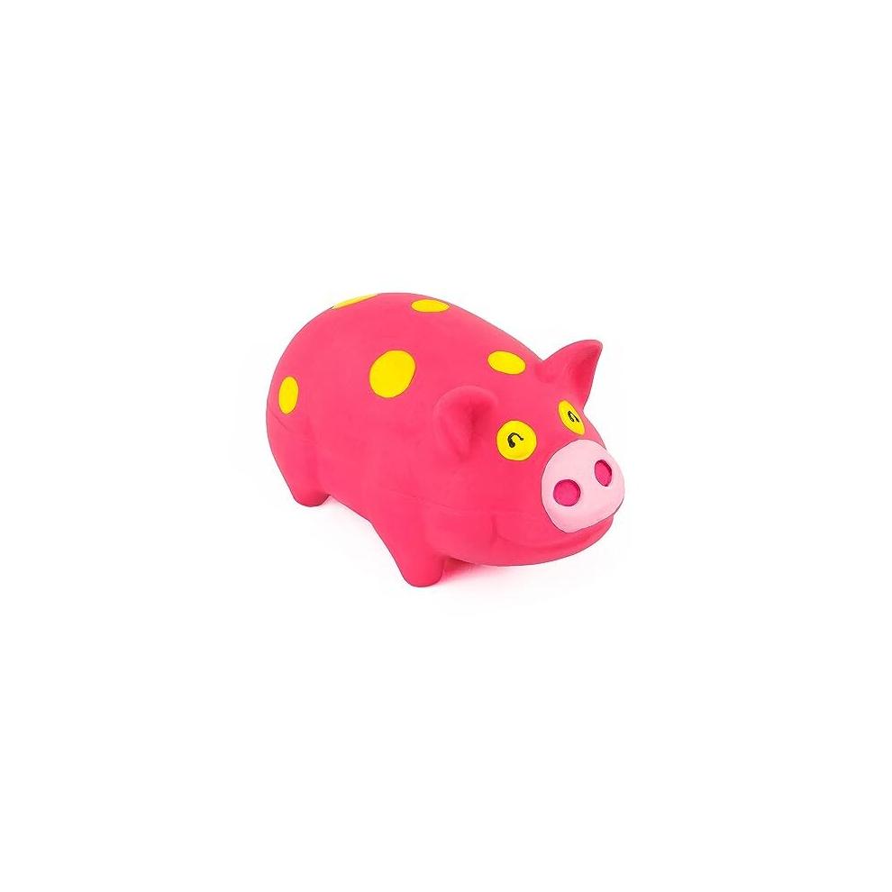 2 Pack 6 Inch Grunting Latex Rubber Dog Toy Polka Dot Pig for Medium Dogs Squeeze Interactive Play Assorted Color