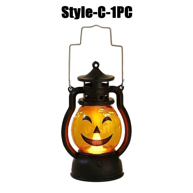 For Vintage LED Pumpkin Light Halloween Handheld Lantern Outdoor Decor for Camping Garden Haunted House Yard Table Lamp Supplies