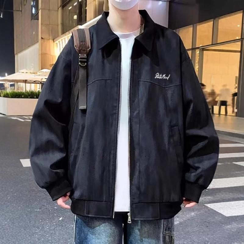 Plus Size Men Loose Printed Casual Fashion Street Jacket Outerwear