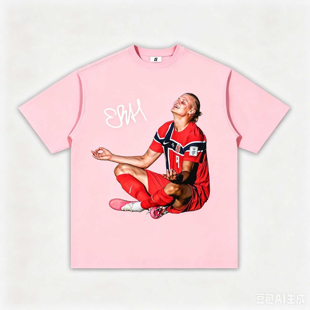 2026 Nowa Koszulka z Nadrukiem Podpisu Erlinga Haalanda Medytacja Mężczyźni Kobiety Reprezentacja Norwegii Gwiazda Piłki Nożnej T-shirt Codzienny z Okrągłym Dekoltem i Krótkim Rękawem Prezent dla Fanów Top