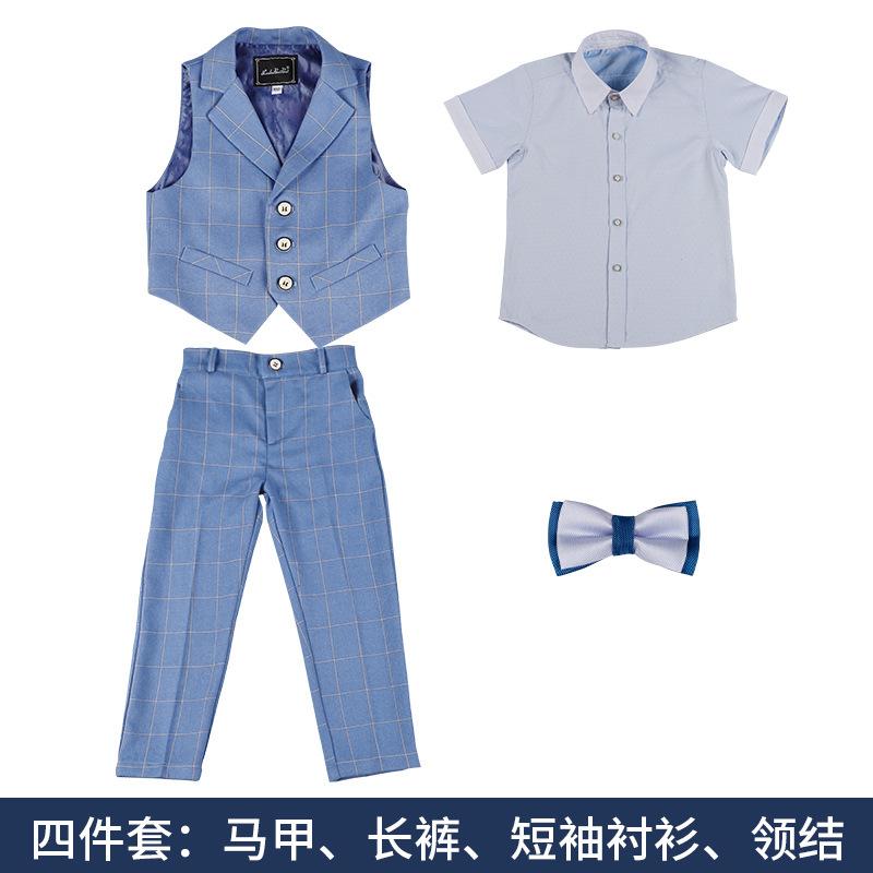 vest suit summer new short-sleeved performance suit three-piece children's speech baby year-old flower girl dress