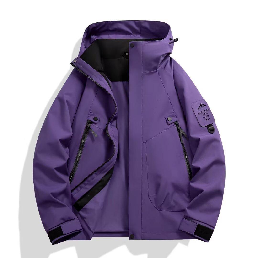 

Unisex American Street Mountain Jacket: Windproof, Waterproof, Wear-resistant, Warm, Hooded, and Versatile. M фіолетовий