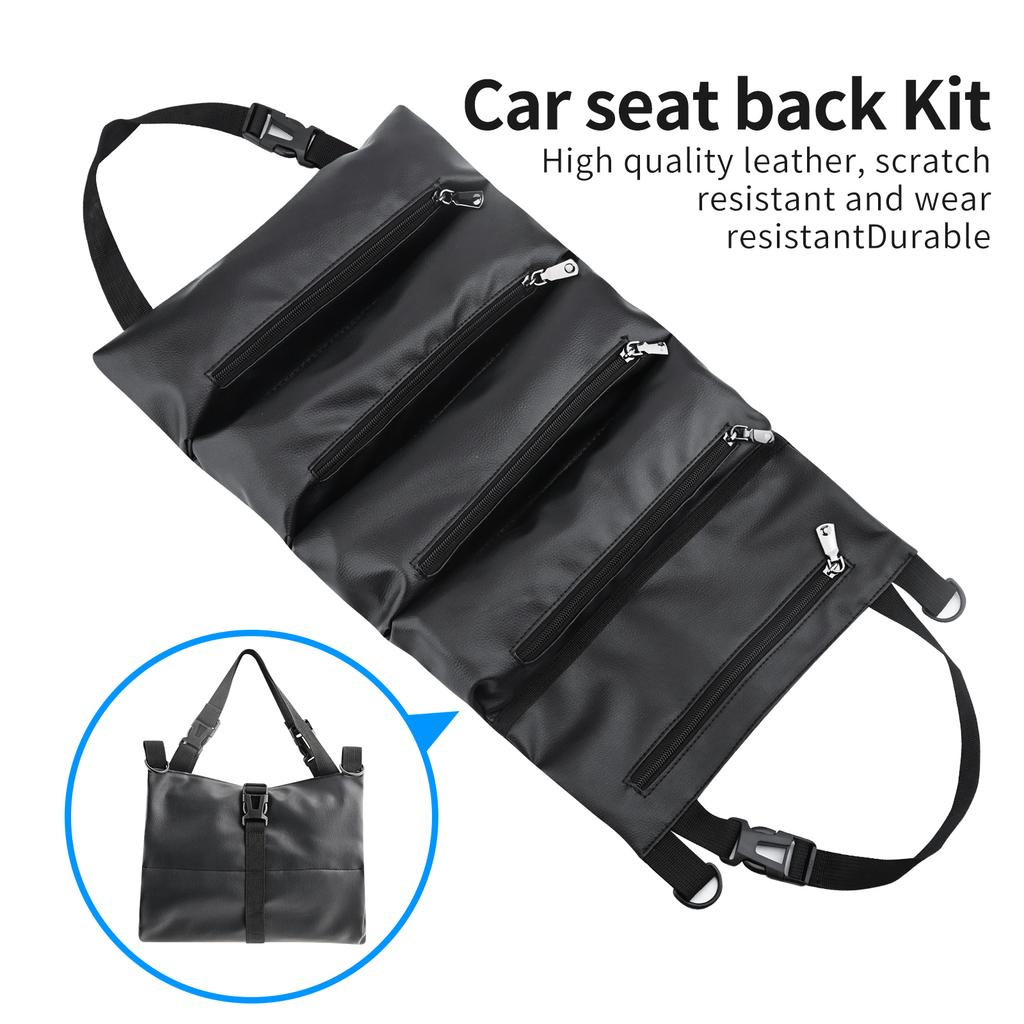 PU Leather Car Seatback Storage Bag Multifunctional Repair Toolkit Portable Electrician Auto Repair Bag for Vehicle