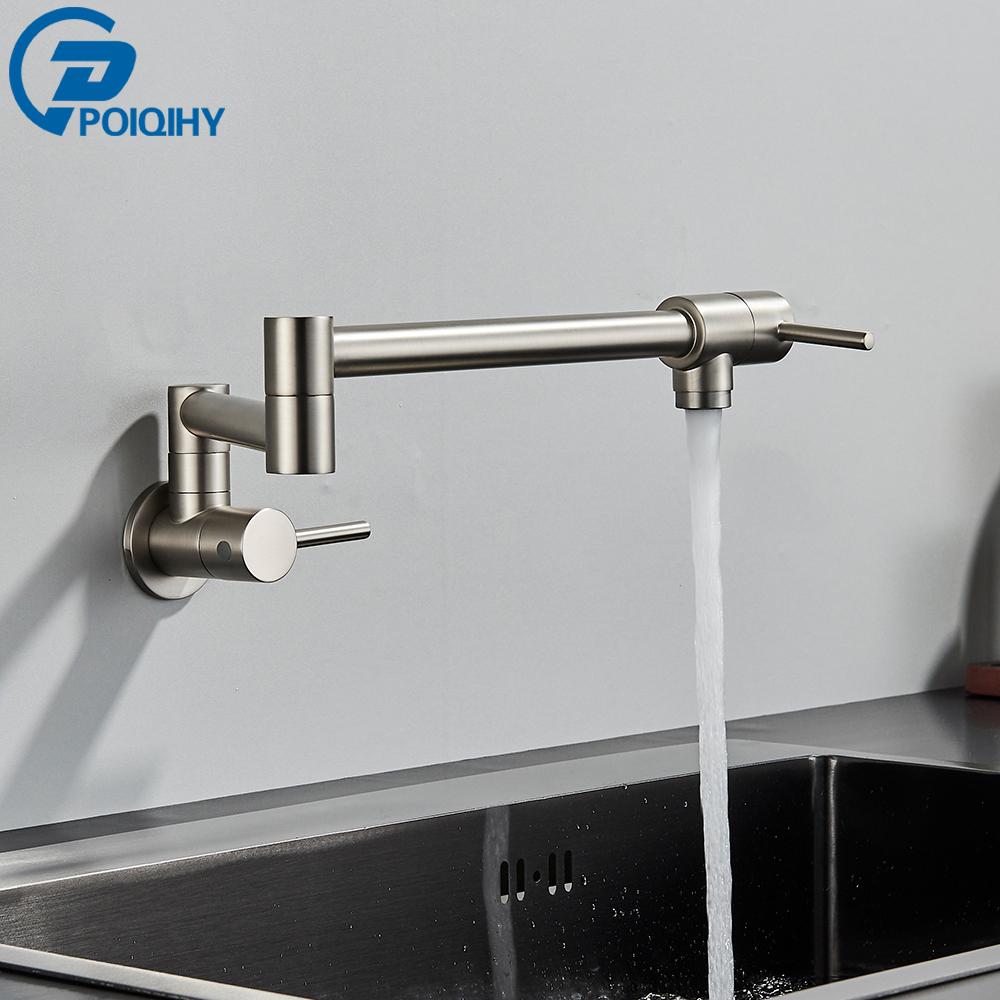 Chrom-schwarzer Wandhahn, einzelner Kaltwasserhahn, 360° drehbarer Auslauf, Waschhahn, klappbarer Hals, Badezimmer-Küchenhahn