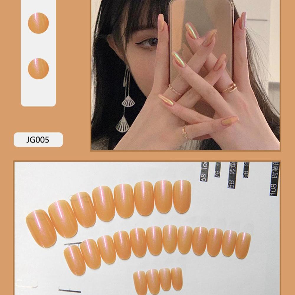 

Искусственные ногти Aurora, носимые накладные ногти, европейские и американские наклейки для дизайна ногтей, съемные и водонепроницаемые, 24 шт.