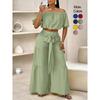 High-Waisted Wide-Leg Pants Set 63908