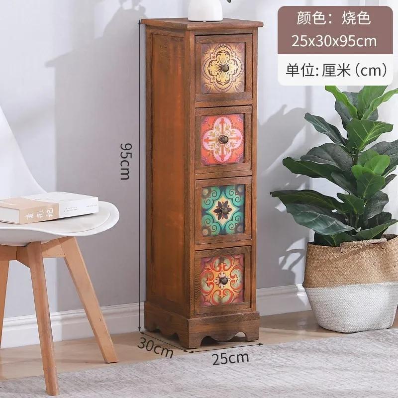 Multi-storey Locker Living Room Retro Storage Cabinet  American Bedside Table Bedroom Wide Cabinet Nightstand Home Furniture