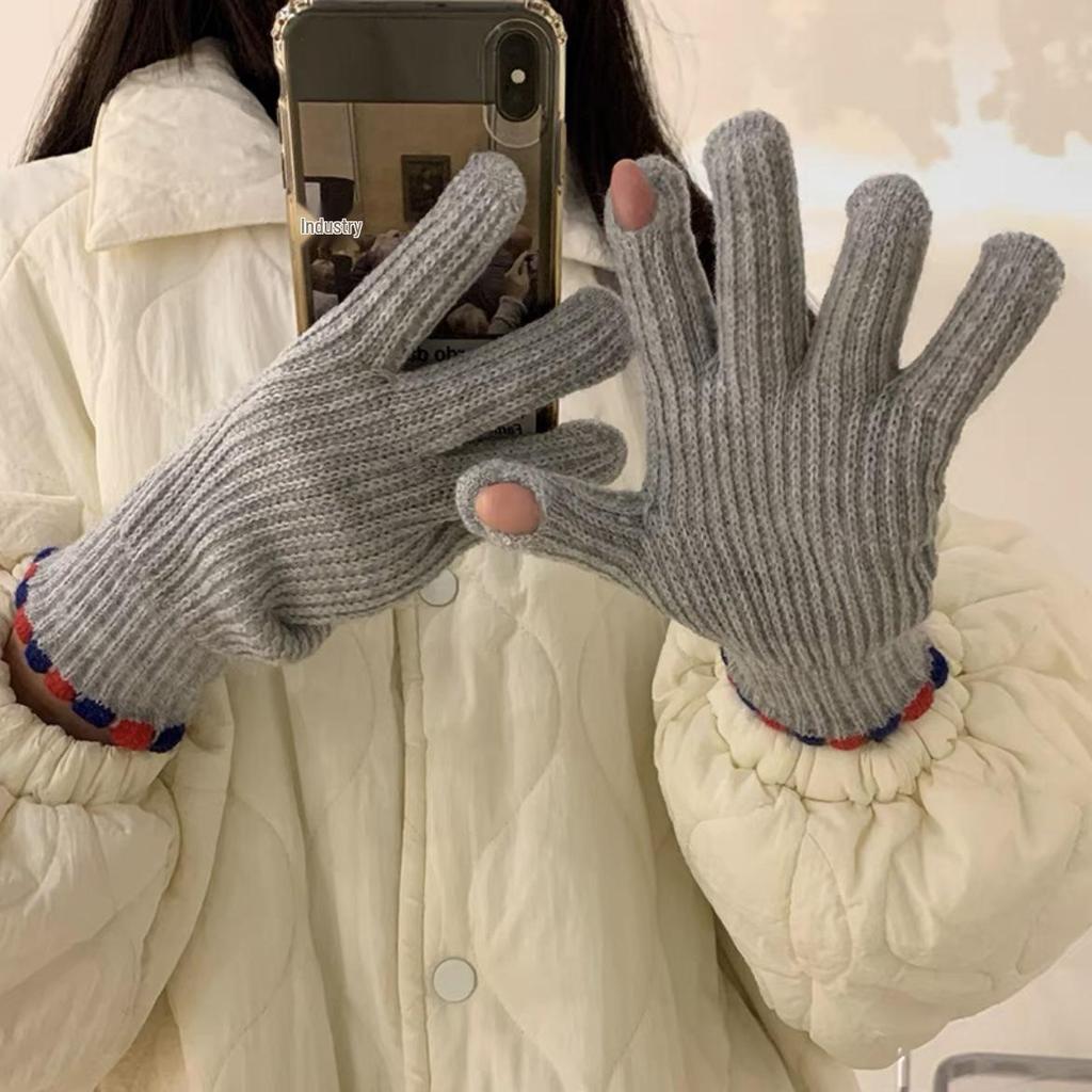 Koreanische Winter-Fingerlose Wollhandschuhe für Damen - Warm, Winddicht, Touchscreen-freundlich