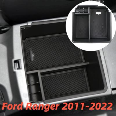 Para Ford Ranger 2011- Caja de Almacenamiento con Reposabrazos Central Consola Bandeja Soporte Caja de Almacenamiento Organizador Accesorios