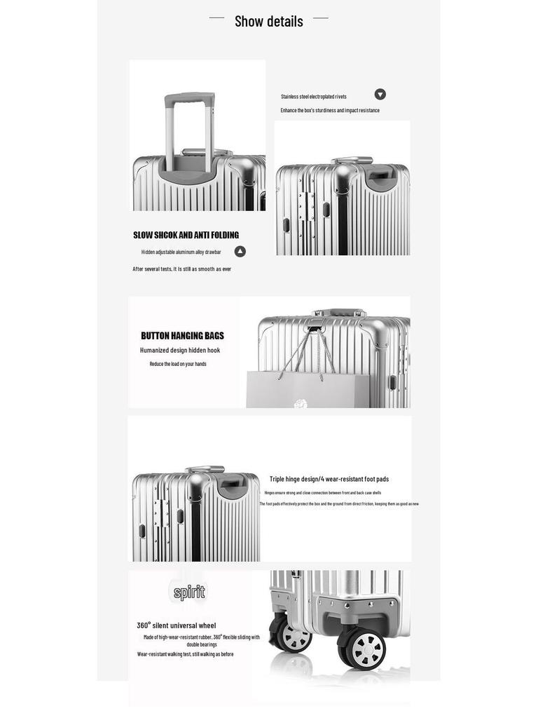 20" Classic Aluminum-Magnesium Alloy Suitcase with Customs Lock