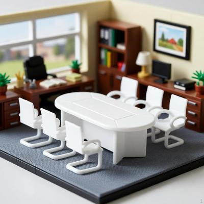 1/50 Maßstab Puppenhaus Konferenztisch Stuhl Set Miniaturmöbel Szene Zubehör Mini für Sand