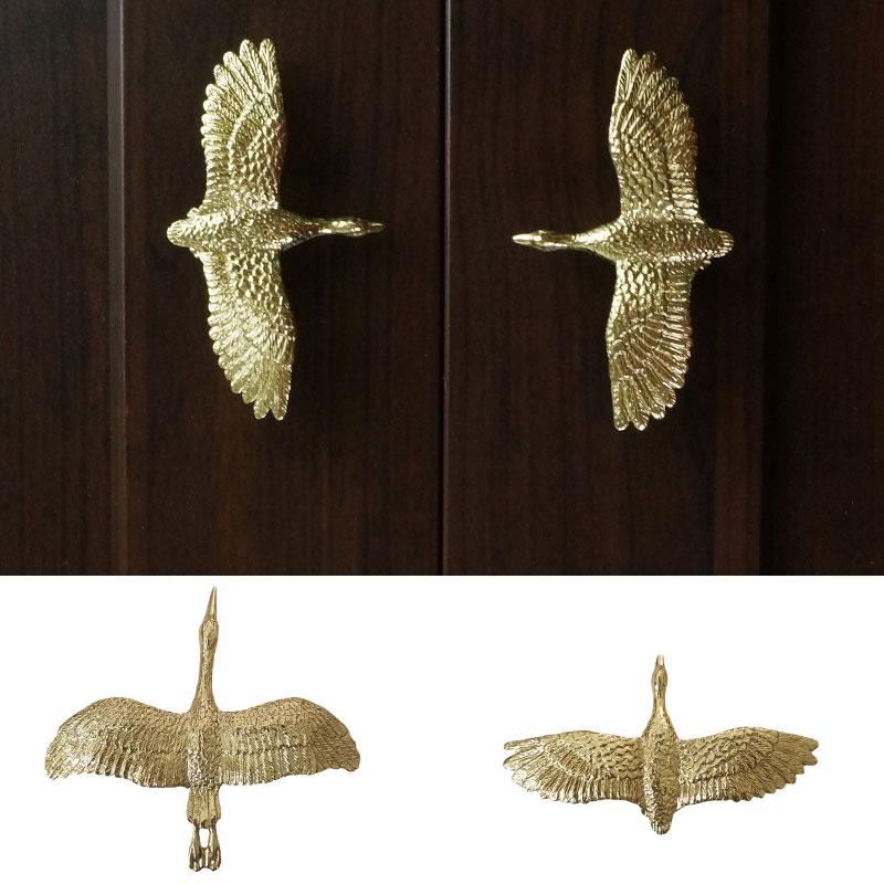 1PC Creative Single Hole Brass Dresser Drawer Pull Wardrobe Cabinet Knob Wild Goose Door Handle