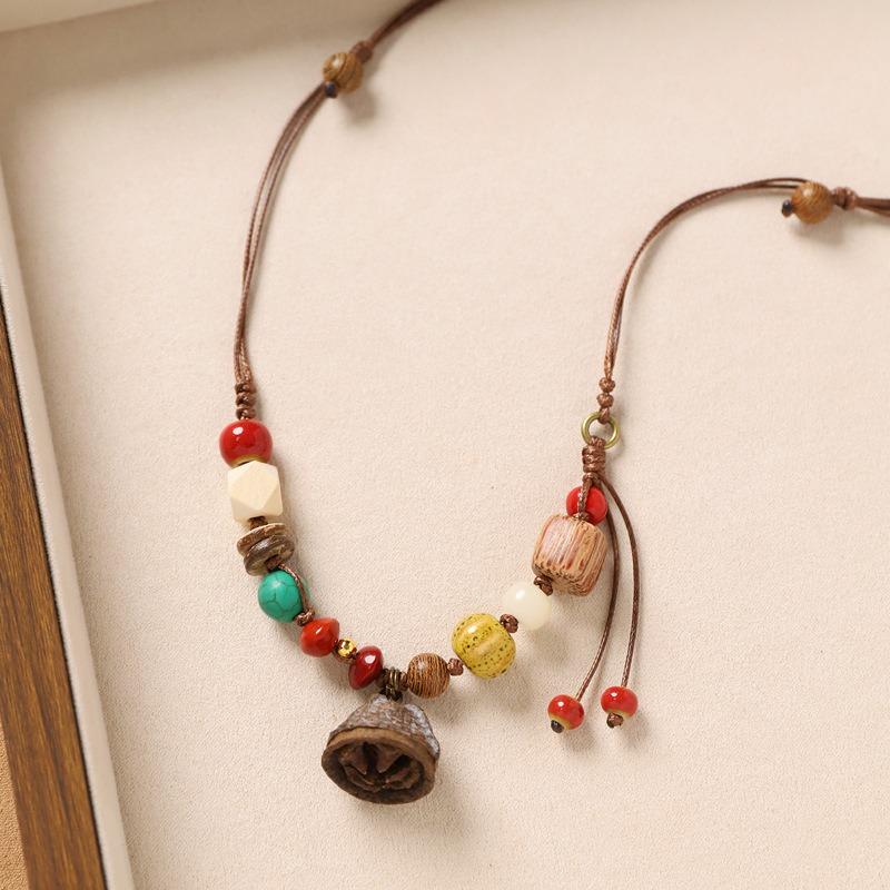 Colier original design plantă fruct ghindă împletită lanț lung literar pentru pulover accesorii pentru femei