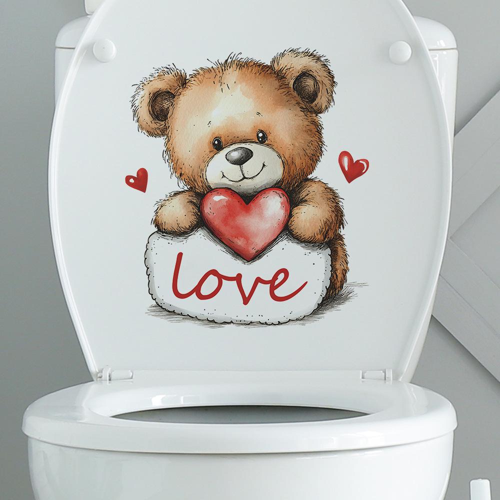 Valentine's Day Cute Bear Love Bathroom Bathroom Home Beautification Stickers
