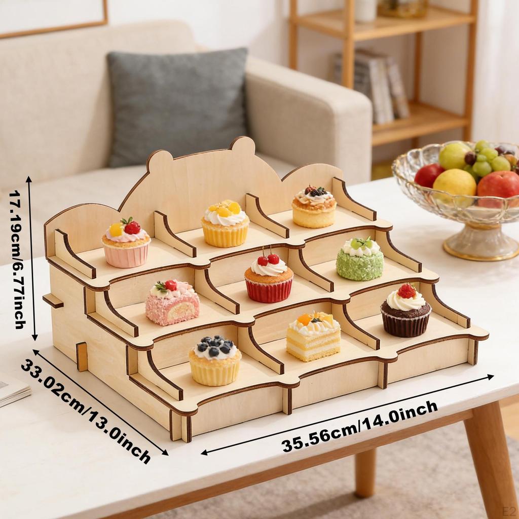 Greeting Card Display Stand Organizer Portable Collector Wooden 3 Tiered Rack for Home