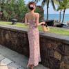 Lace Trim Floral Backless Camisole Dress - Women's Summer Beach Style, High Waist, Hip-Hugging Skirt