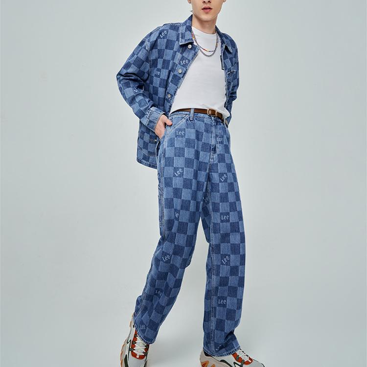 Lee Plaid Letter Print Work Denim Jacket Men Jackets Light-Blue LMT004491101291A02861