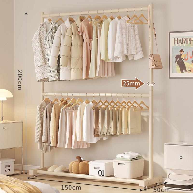 Double-Layer Hanger: Space-Saving Floor Rack for Clothes and Hats