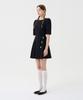 Boyeon Gold Button Volume-Up Mini Dress Navy 0147