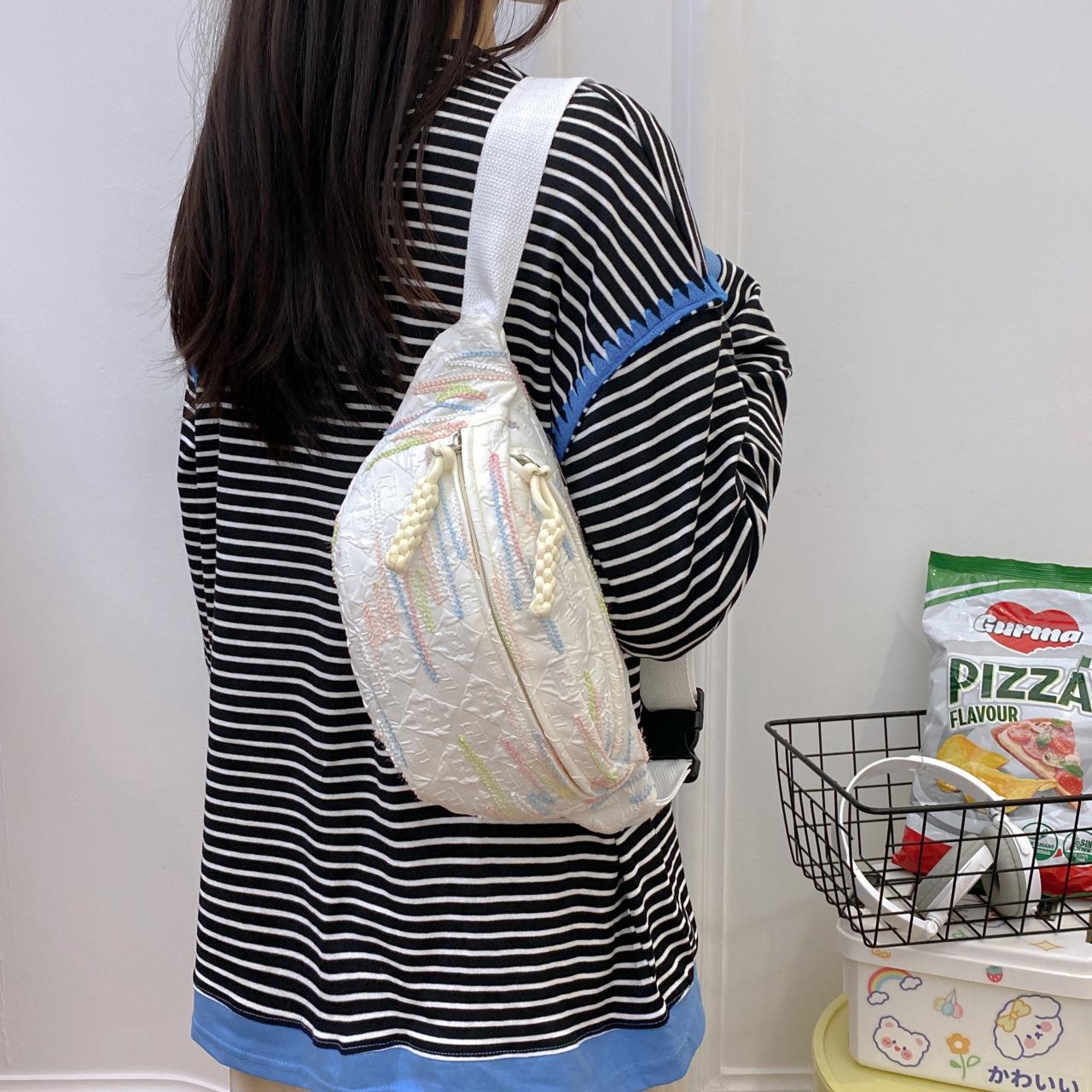 

High-looking Girl s Breast Bag for Women Korean Style Ins Style Niche Design Tassel Crossbody Bag Casual Versatile Waist Bag белый