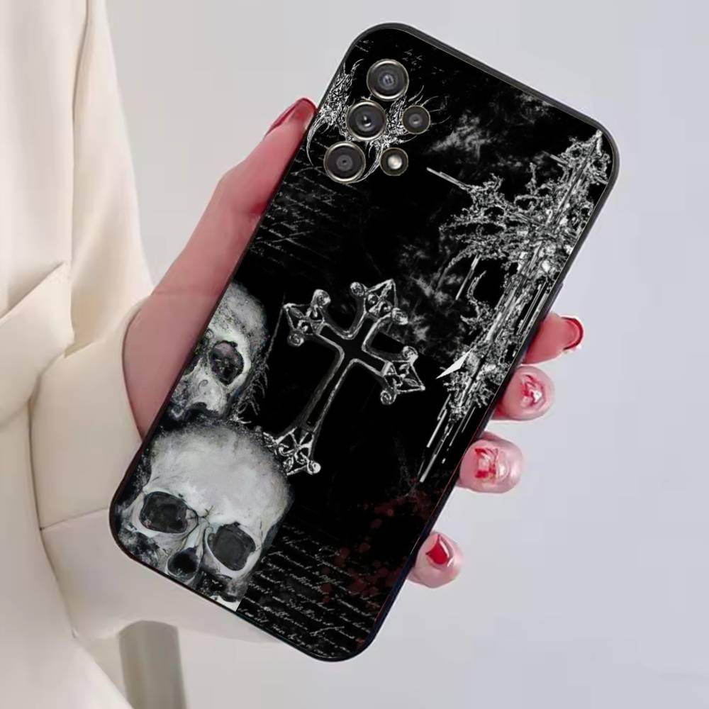 C-Cool Dark Catgothic C-Cross Phone Case For Samsung S25,S24,S21,S22,S23,S30,Ultra,S20,Plus,Fe,Lite,Note,10,Black Cover