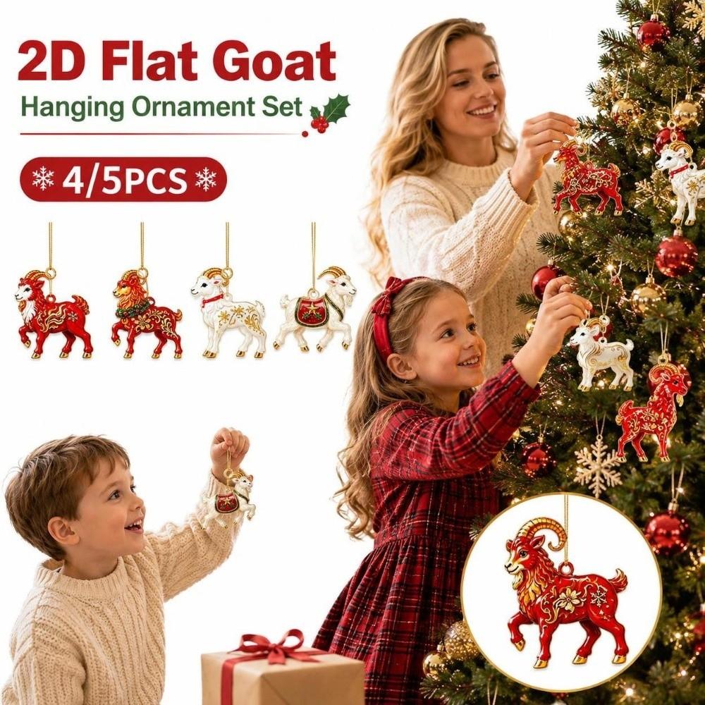 2D Flat Goat Pendant Shining Christmas Tree Ornament Animal Hanging Decoration  Shop Window Display