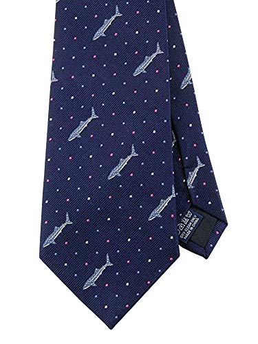 [COLORATA] Colorata Whale Shark Tie (145 X 8.5cm / Navy / Dot / 100% Silk / Jacquard Weave) Animal Shark Polka Dot / Animal Gift Present