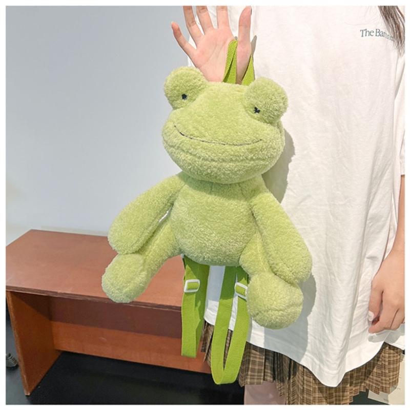 Small Frog Shaped Backpack Cute Plush Bag Cartoon Preschooler Book Bag Animal Backpack For Kid Girl Chritmas Gift