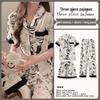 Kuromi Japanese-Style Cotton Pajamas: Women's Summer Lapel Sweet Cardigan Homewear Three-Piece Set