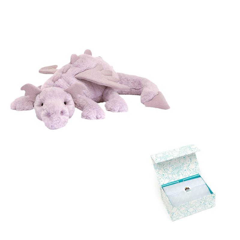 

JELLYCAT Серія Міфічних Тварин Фіолетовий Дракон Мила Лялька Плюшева Лялька Висота 7 см Blue Box