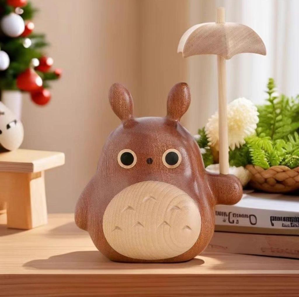 Massivholz Totoro und No-Face Figuren - Niedliche Wohnzimmerdeko und Geschenke