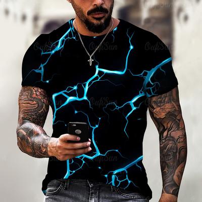 Sommer Herren T-Shirt Lässig Blitz Cool 3D Digital Bedruckte T-Shirts für Männer Kurzarm T-Shirt Übergröße Herrenbekleidung