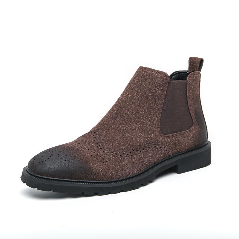 

2025 Классический Модный Бренд Мужские Блочные Туфли Универсальные Кожаные Повседневные Ботинки с Высоким Голенищем Высококлассные Деловые Туфли для Мужчин 38