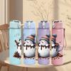 1PC Snowman Hot Cocoa Winter Print 750ml Color Plastic Sports Water Bottle Leakproof Flip Straw Lid Suitable for Sports Office Home Use