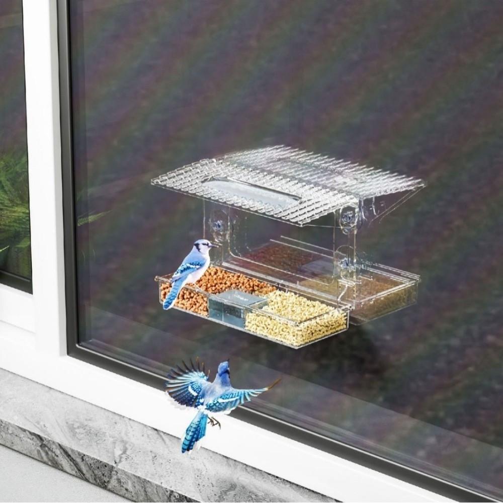Weather Resistant Window Bird Feeders See Through Window Bird Feeder Outdoor Birdhouse Box Balcony