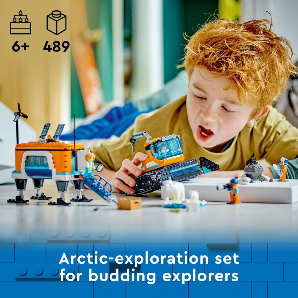 LEGO City Arctic Explorer Truck and Mobile Laboratory Set 60378 Building Toy for Ages 6+ Tracking Vehicle Ski Laboratory Meteorite Snow Scene 4 Mini