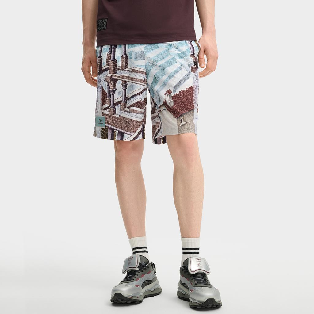 Fila X M.C. ESCHER Collaboration SS25 Heritage Series Minimalist Lace-Up Fashion Five-Point Casual Shorts Men Shorts F11M538802F-ZA