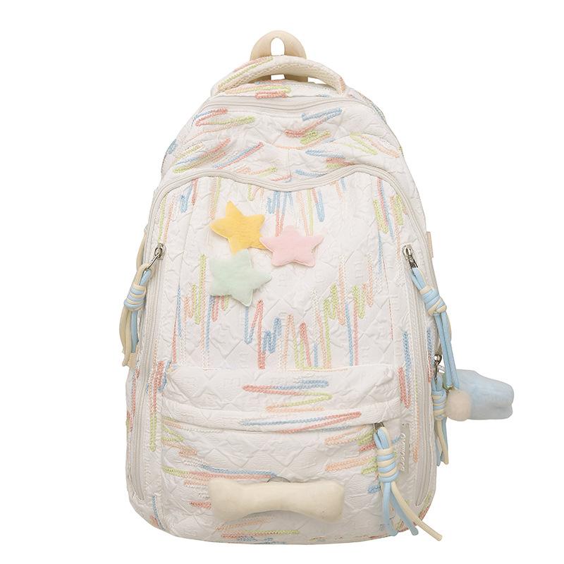 Schoolbag Children Elementary School Girls High School Large Capacity High Appearance Ins Striped Backpack
