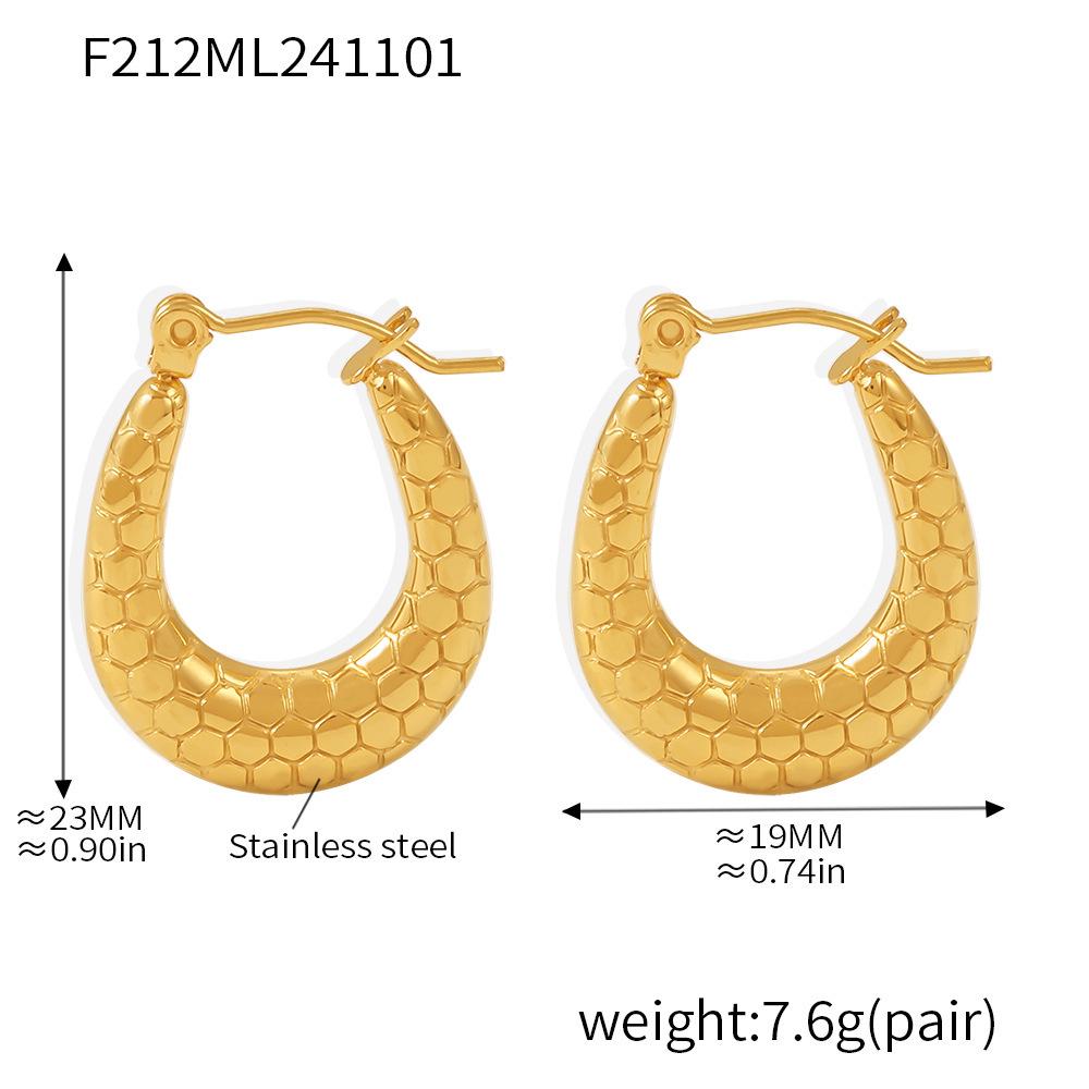 Qiong Yao Gold-Plated Stainless Steel U-Shaped Horseshoe Earrings