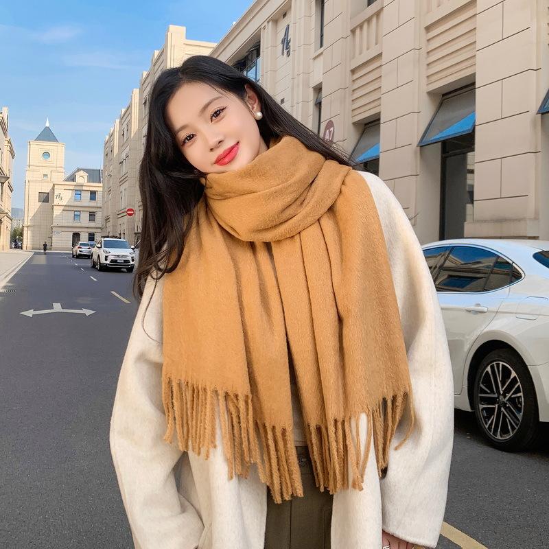 Mink hair scarf light luxury high-end imitation cashmere scarf women's winter Korean atmosphere men's shawl scarf autumn and winter