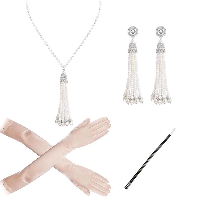2024 Women's Fashion: Tassel Pearl Necklace & Long Earrings Set
