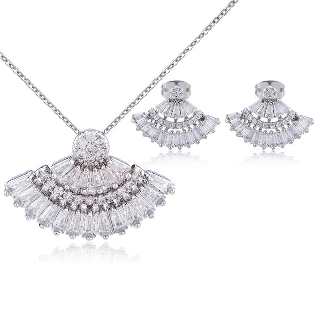 Schmuck Frauen Halskette Ohrringe Set Luxus Qualität Luxe Zubehör Feine Zirkonia Champagner Mode Jewelri Cubic Hohe Großhandel