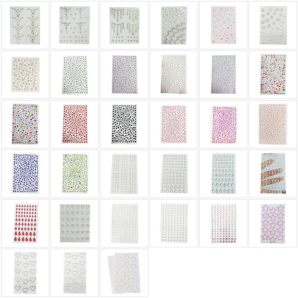 Face Gems Stickers for Photoshoots Easy To Apply and Remove Crystals Decals Self Adhesive Face Rhinestones Pearls