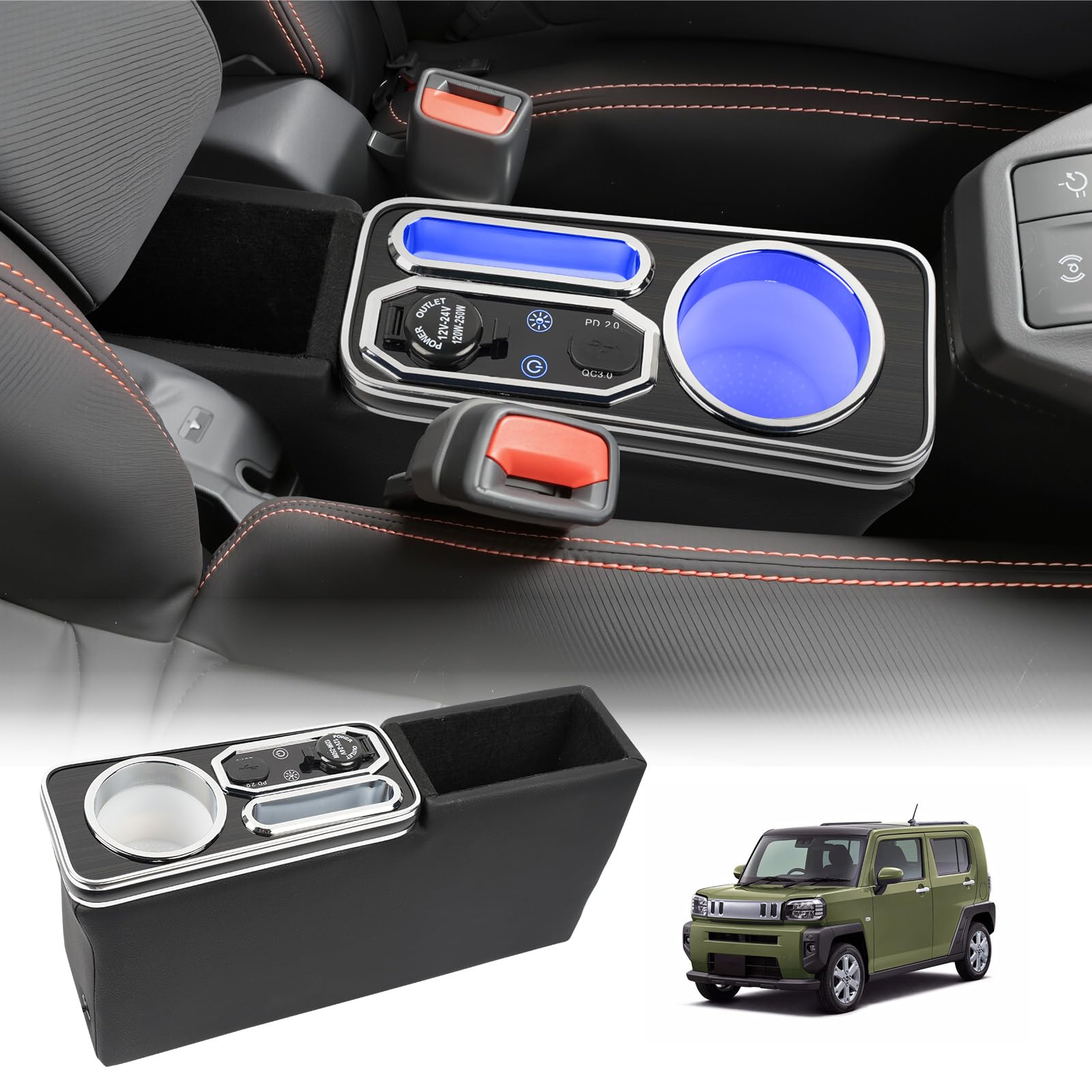 Taft Console Fast Center Console Box for Taft 7 Color Brightness Smartphone Drink Small Item Easy Acrylic Panel and PU Car Storage Taft Accessories