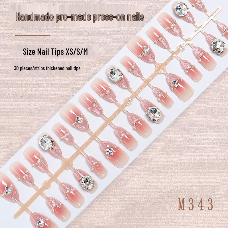 

Blush Pearl Cat Eye Press-On Nails: Temperamental French Nail Stickers